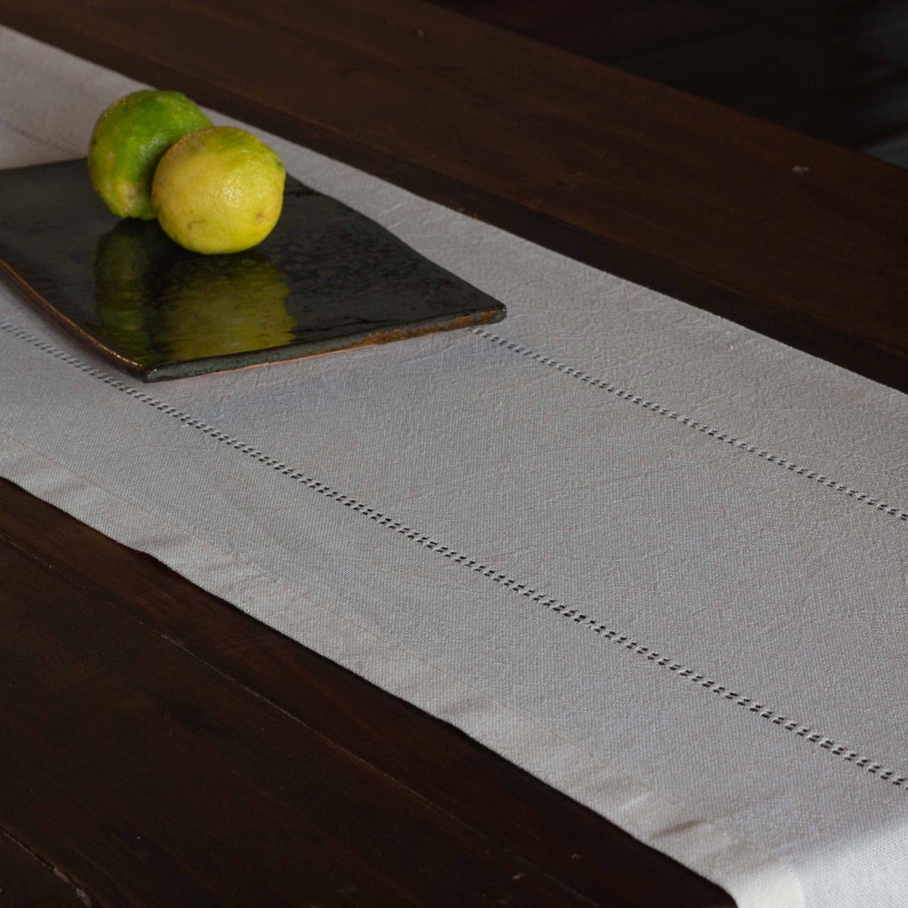 Lienzo Handcrafted Cotton 90" Table Runner — Ecru