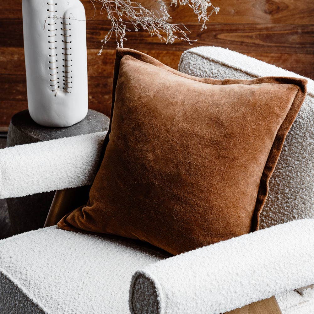 Cotton Velvet Cushion Cover Nutmeg