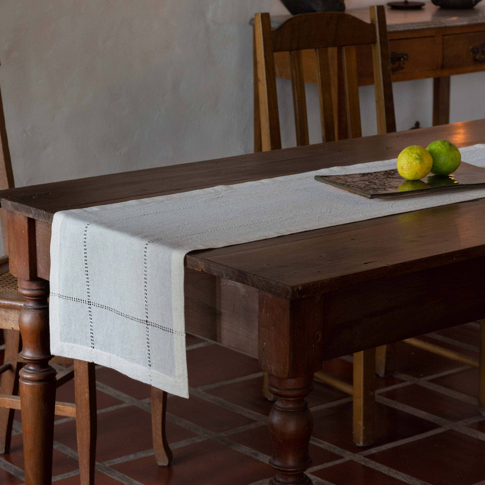 Lienzo Handcrafted Cotton 90" Table Runner — Ecru