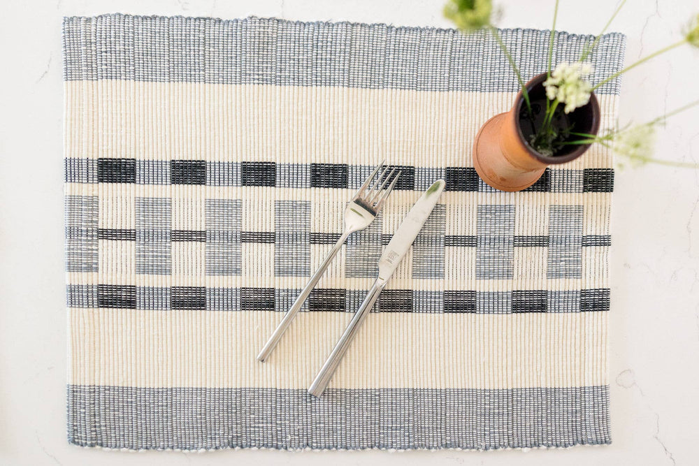 Handwoven Placemat Ethiopian Cotton: Blue