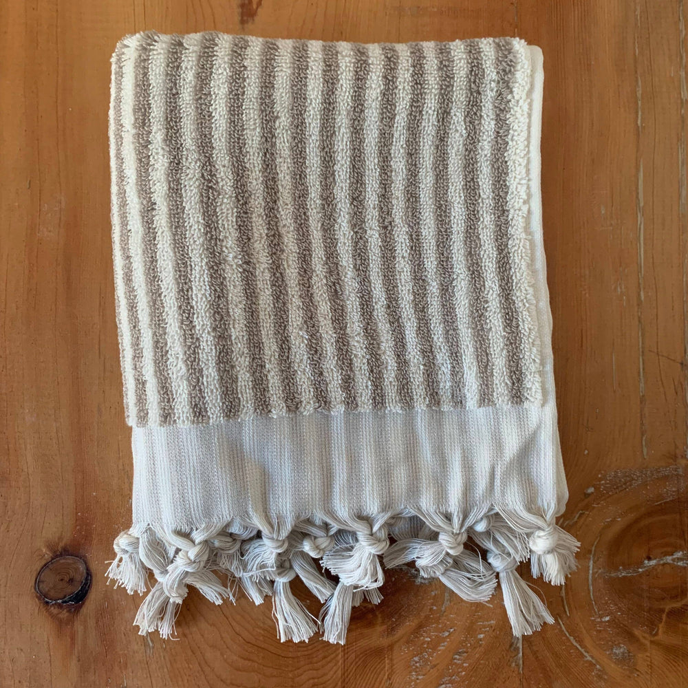 Striped Turkish Hand Towel Taupe