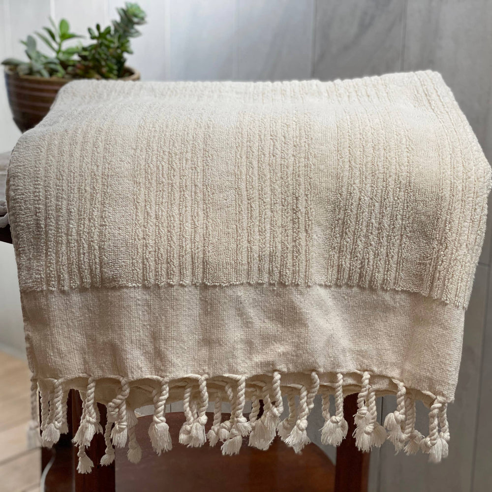 Striped Turkish Bath Towel Natural