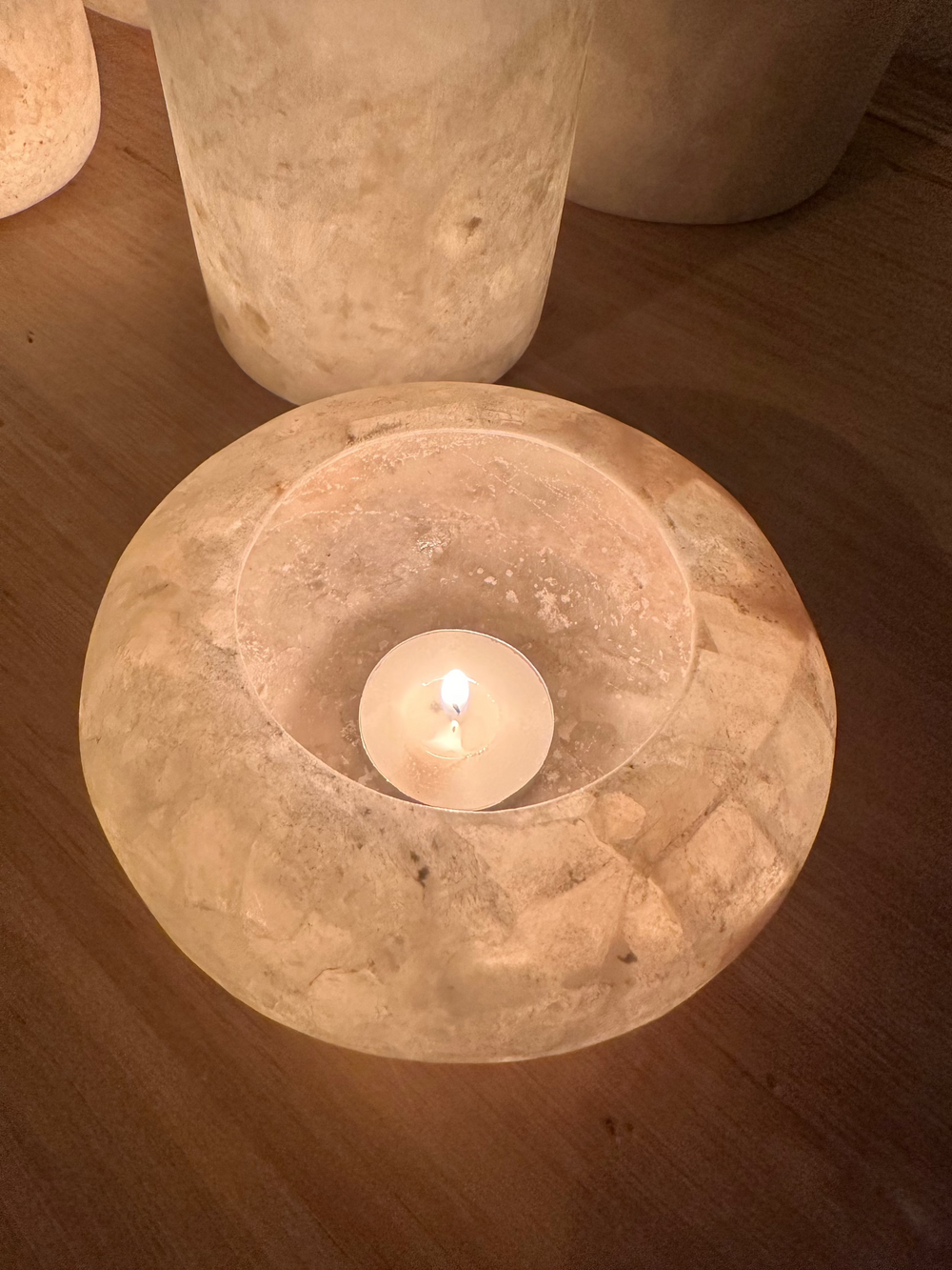 Alabaster Votive Disc image taken from above