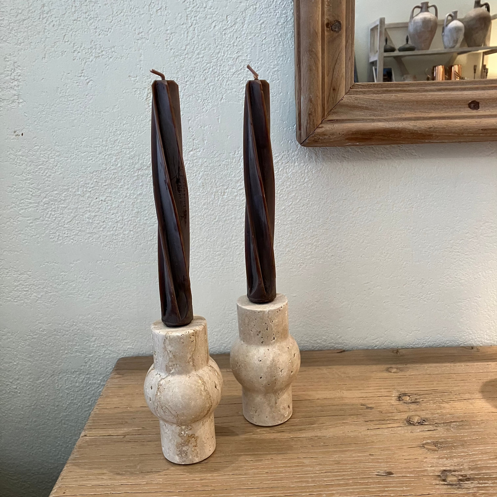 Dune Travertine Candle Holder