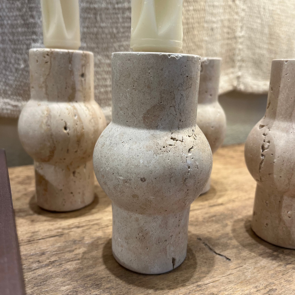 Dune Travertine Candle Holder