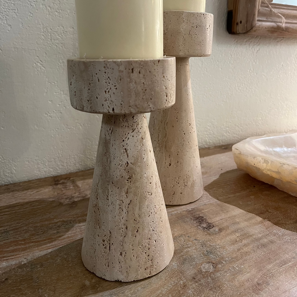 Iva Travertine Candle Holder