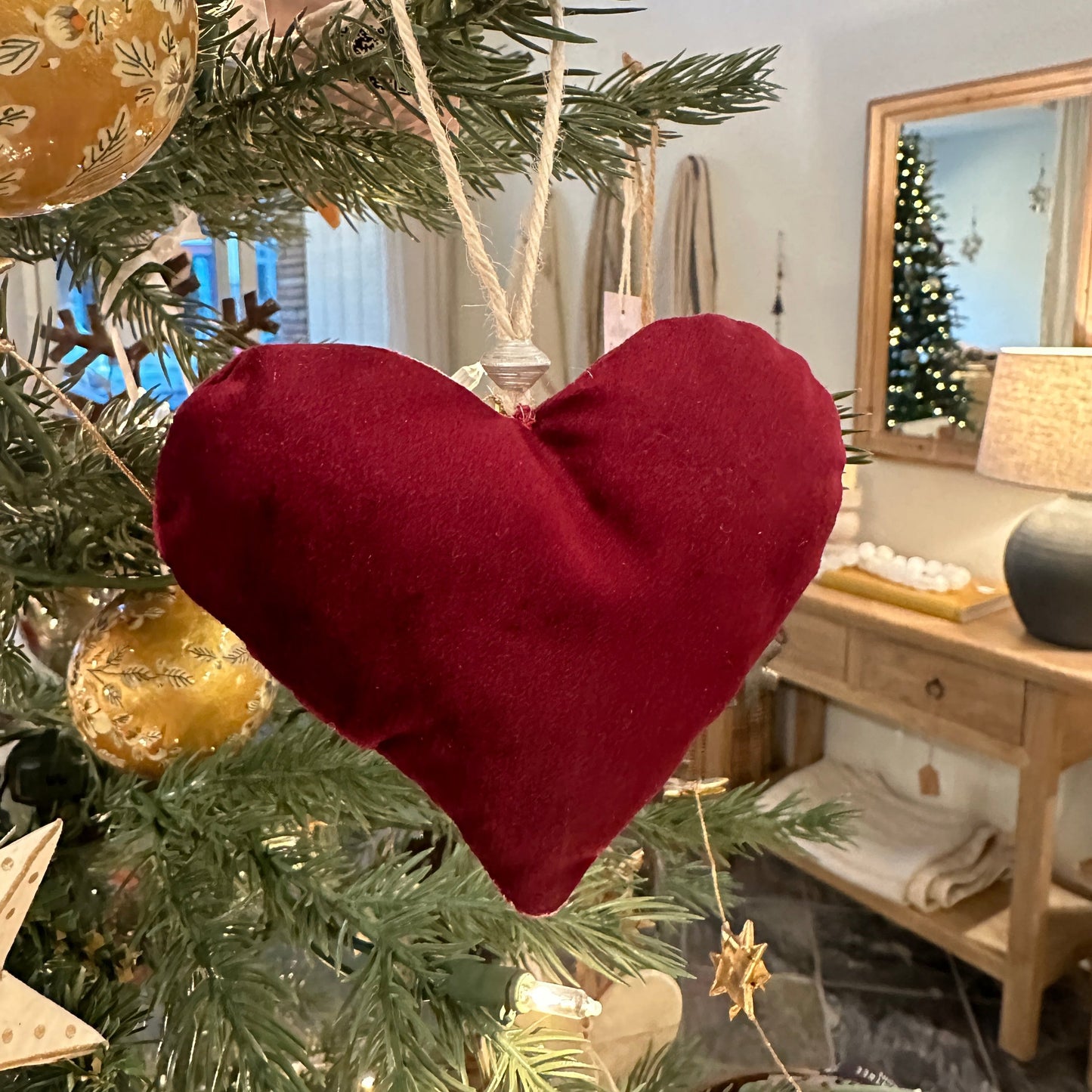 Velvet heart in a Christmas tree