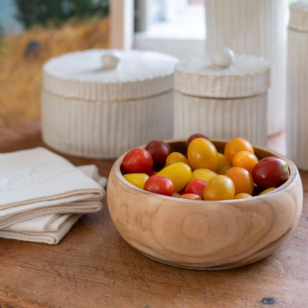 Teak Rounded Wood Bowl