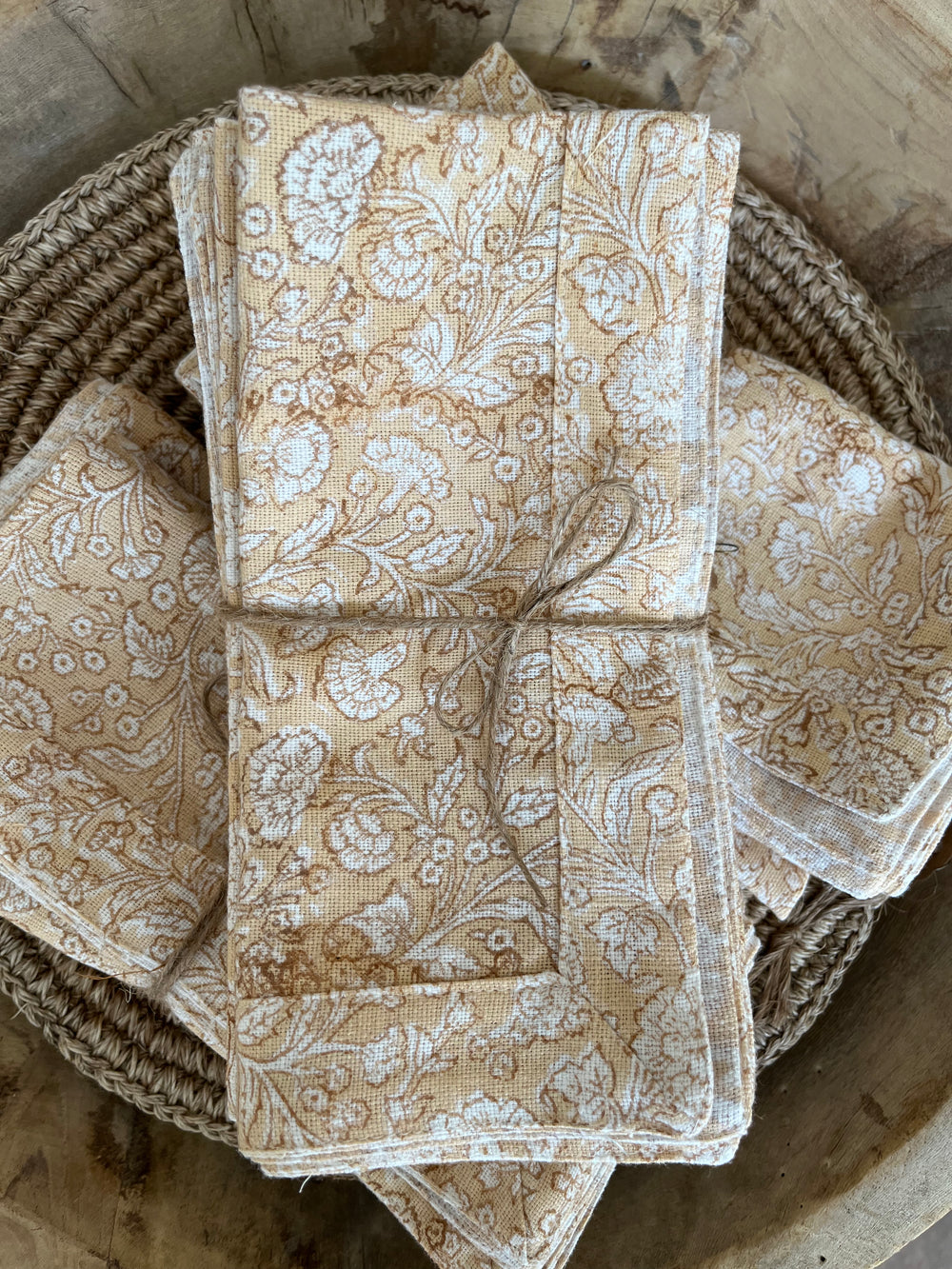 Kyra Floral Block Printed Napkins, Set of Four