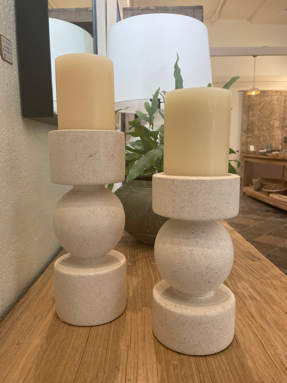 Cora Travertine Candle Holders