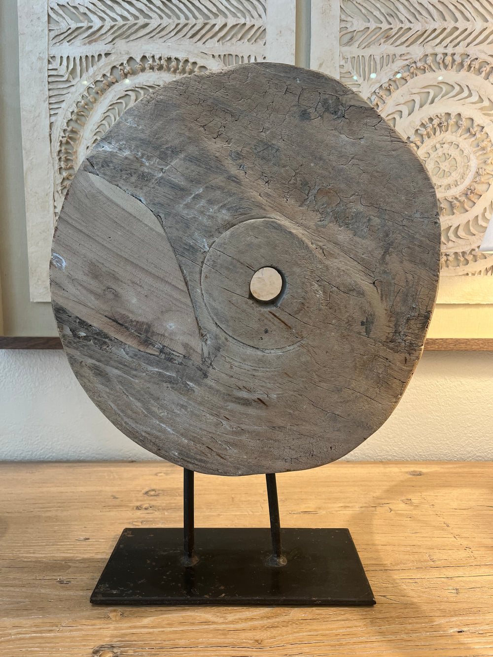 Wooden Wheel on Stand
