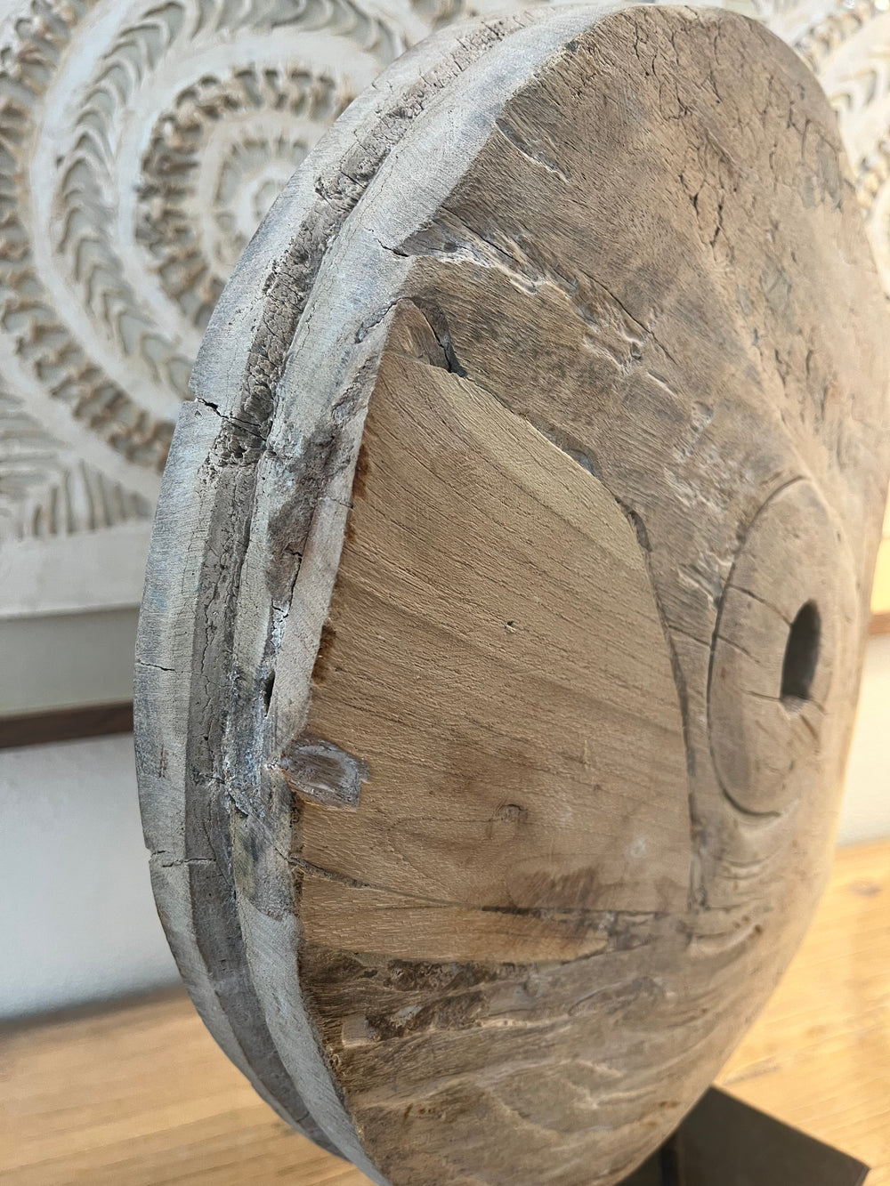 Wooden Wheel on Stand