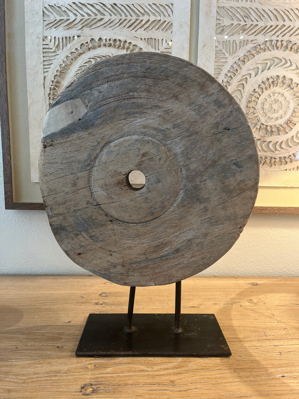 Wooden Wheel on Stand