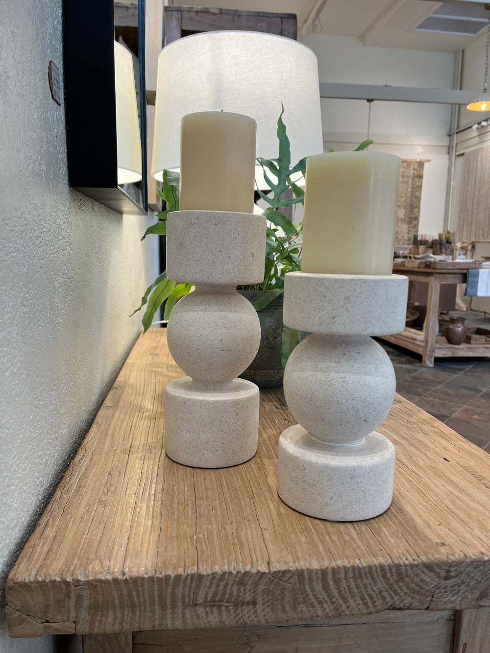 Cora Travertine Candle Holders