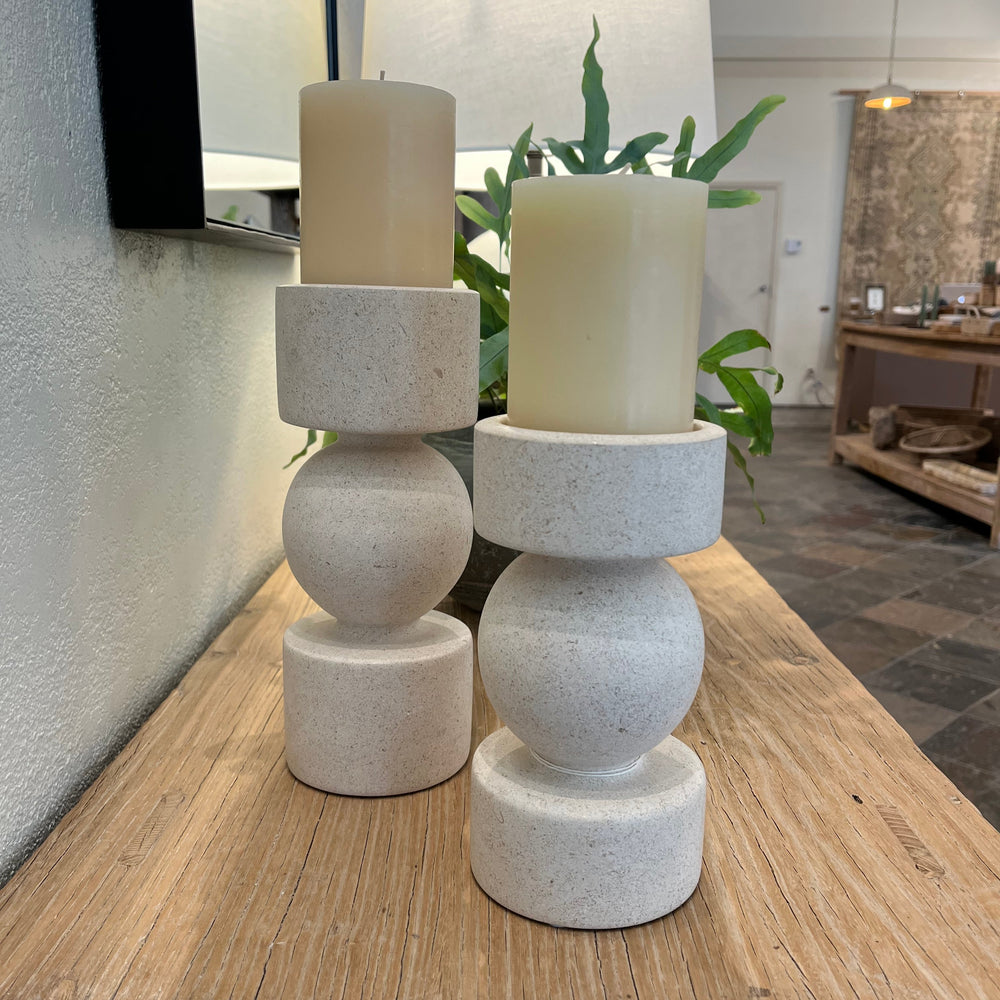 Cora Travertine Candle Holders