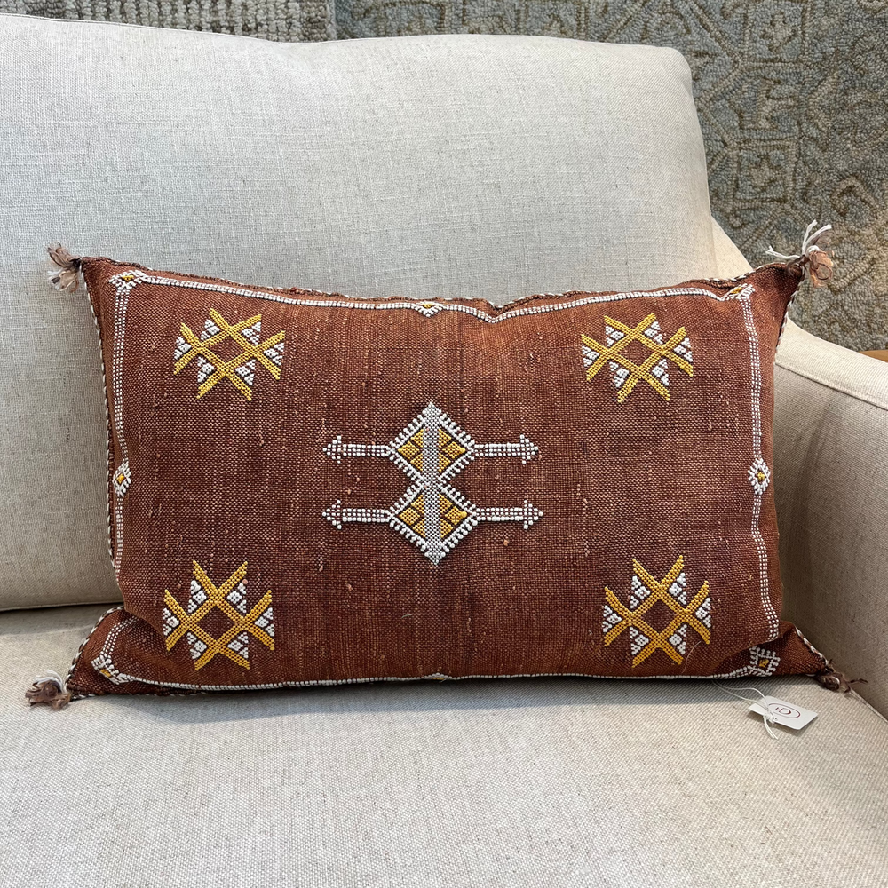 The Amira Pillow – Amber Rust Sabra Cactus Silk