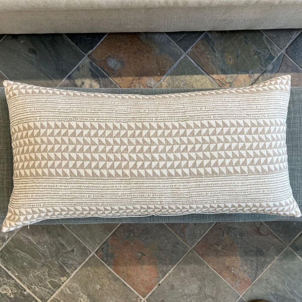 Linen Block Printed Pillow - 16