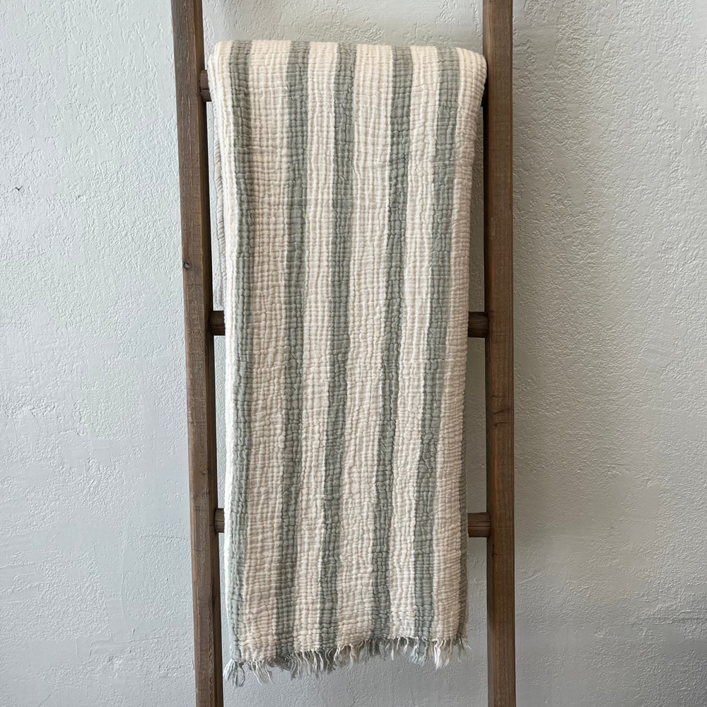 
                  
                    Sage Striped Blanket
                  
                