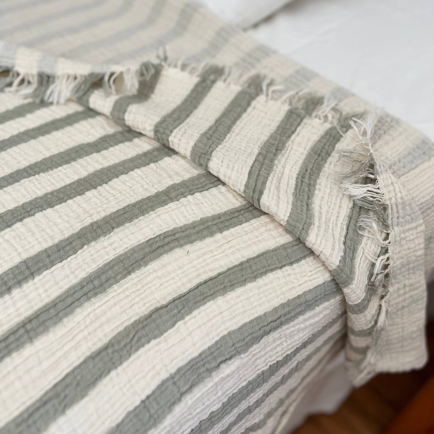 
                  
                    Sage Striped Blanket
                  
                