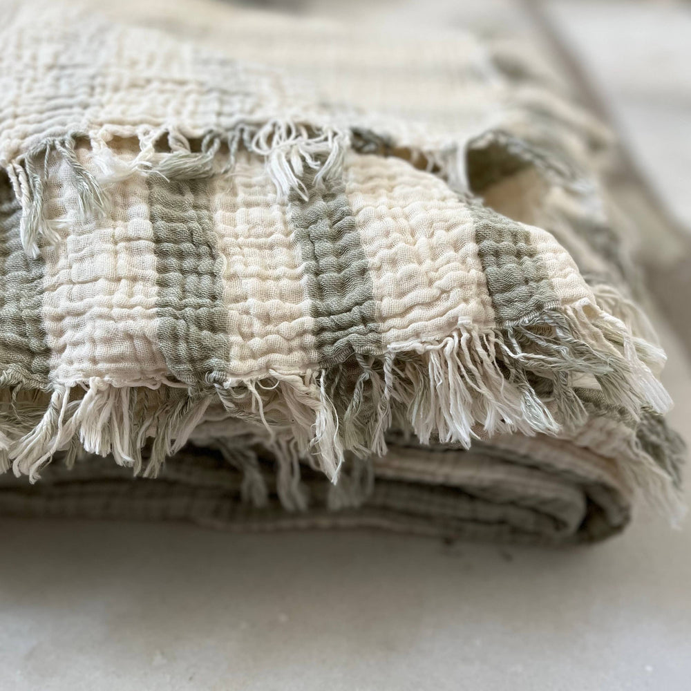 
                  
                    Sage Striped Blanket
                  
                