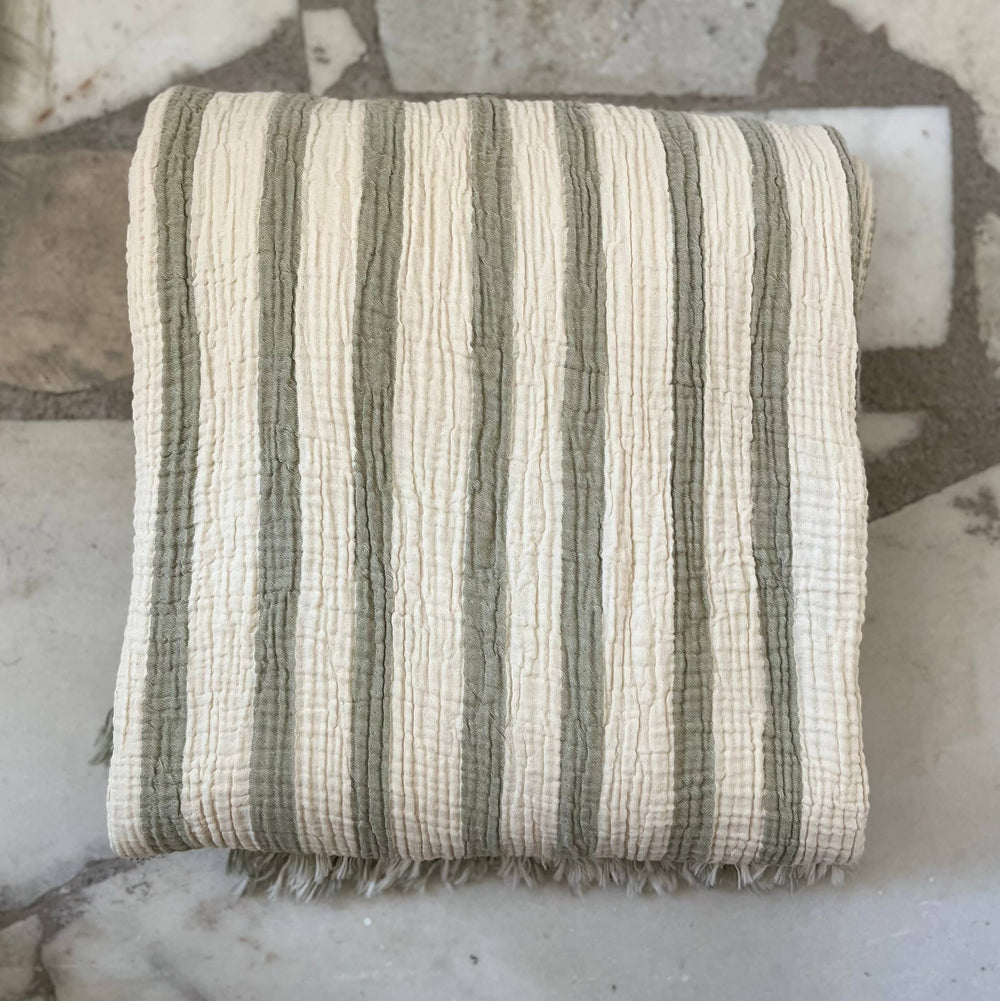 Sage Striped Blanket