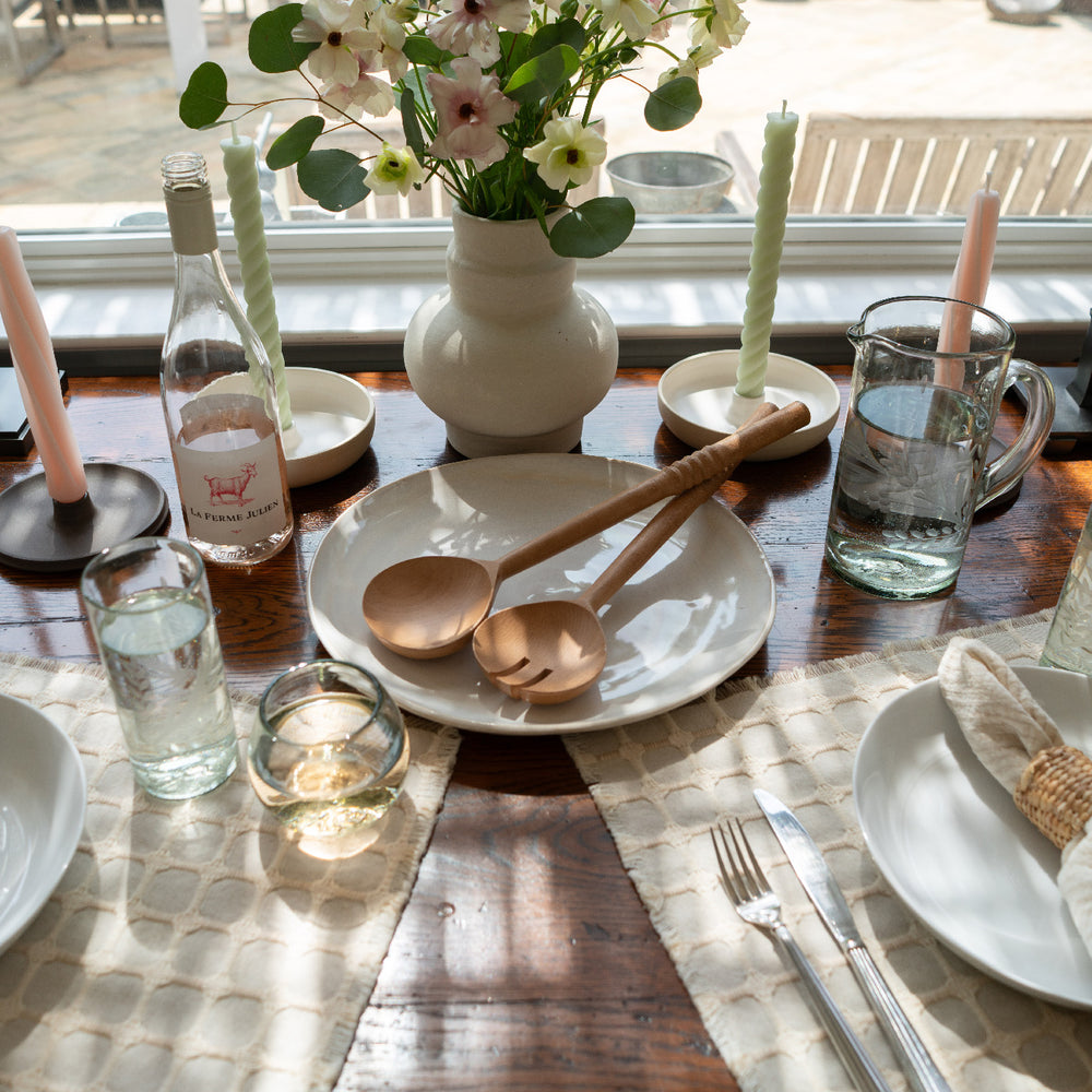 Table scape highlighting a serving plater