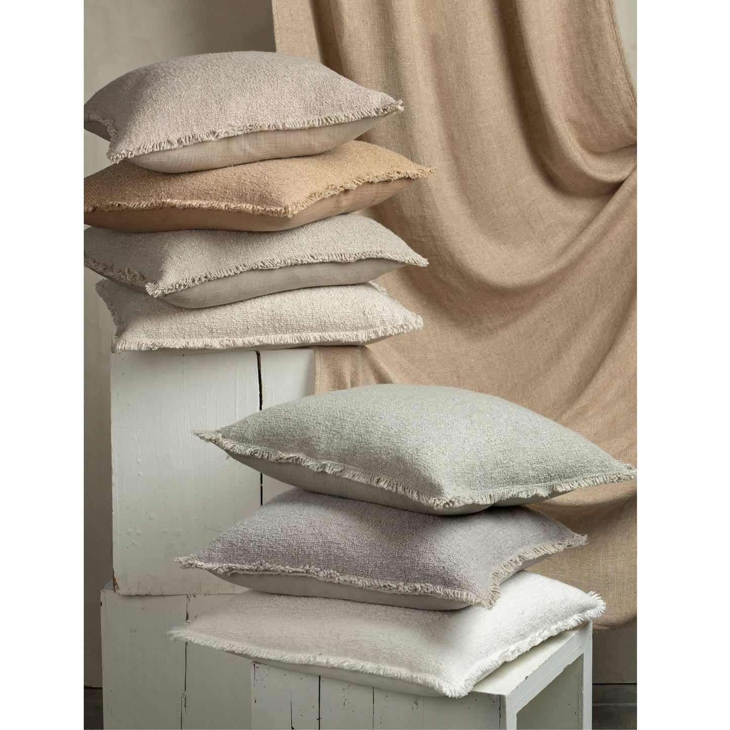 
                  
                    Fringed Pillow | Neutral Textured Throw Pillow
                  
                