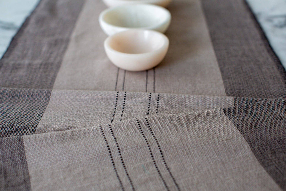 Sodo handwoven Ethiopian cotton table runner: Stone