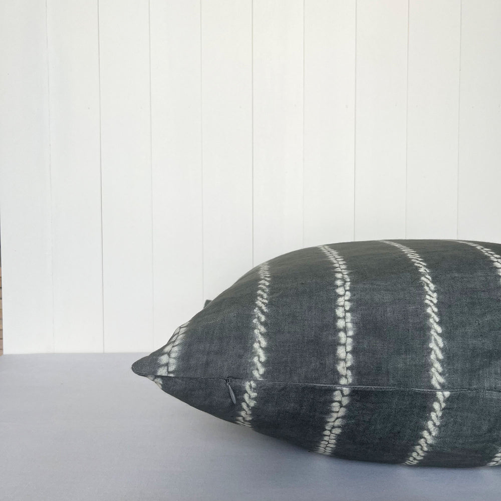 Stitch Stripe Ink Linen Pillow Cover